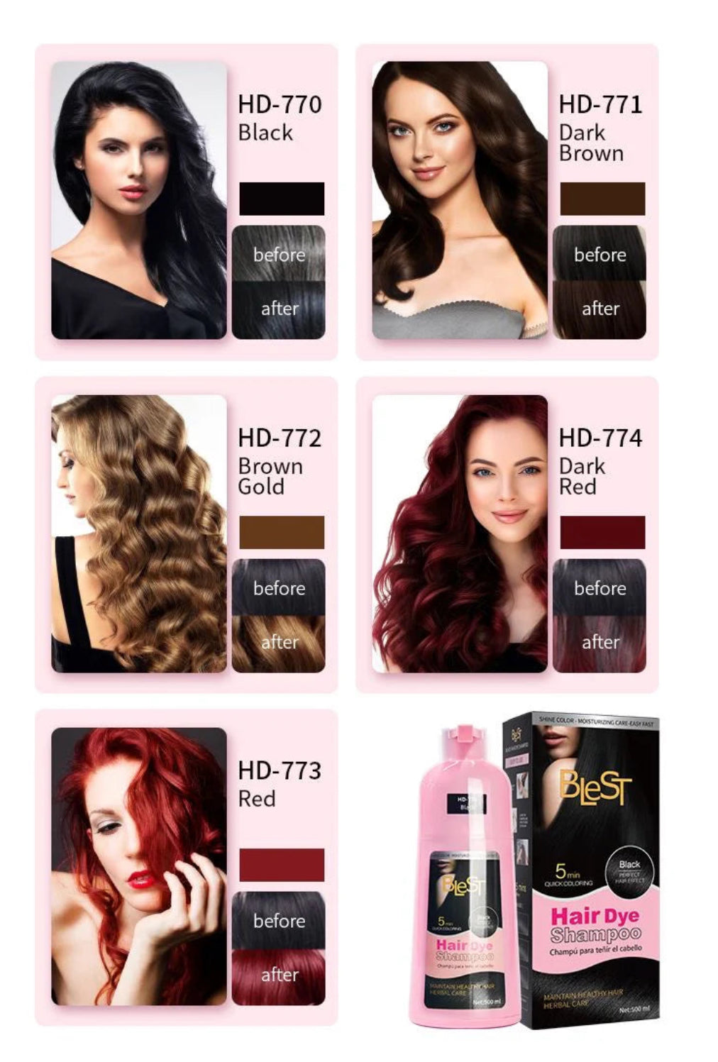 Blest Professional Hair Care - Dark Brown Hair Dye Shampoo