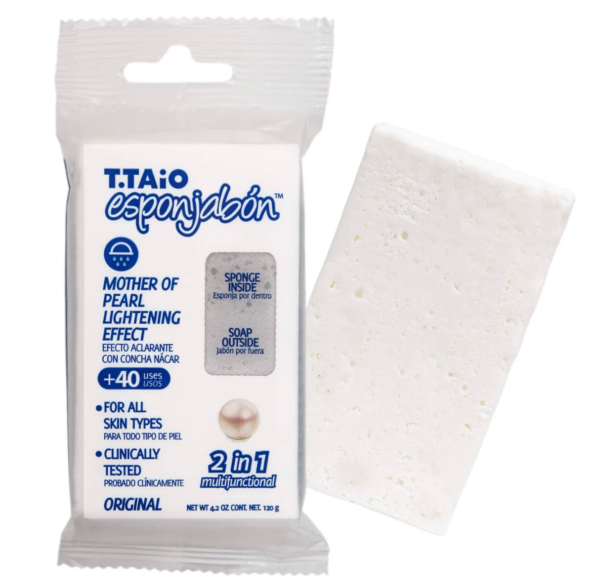 SOAP INFUSED SPONGE WITH MOTHER-OF-PEARL LIGHTENING EFFECT/ ESPONJABON CONCHA DE NÁCAR CON EFECTO ACLARANTE
