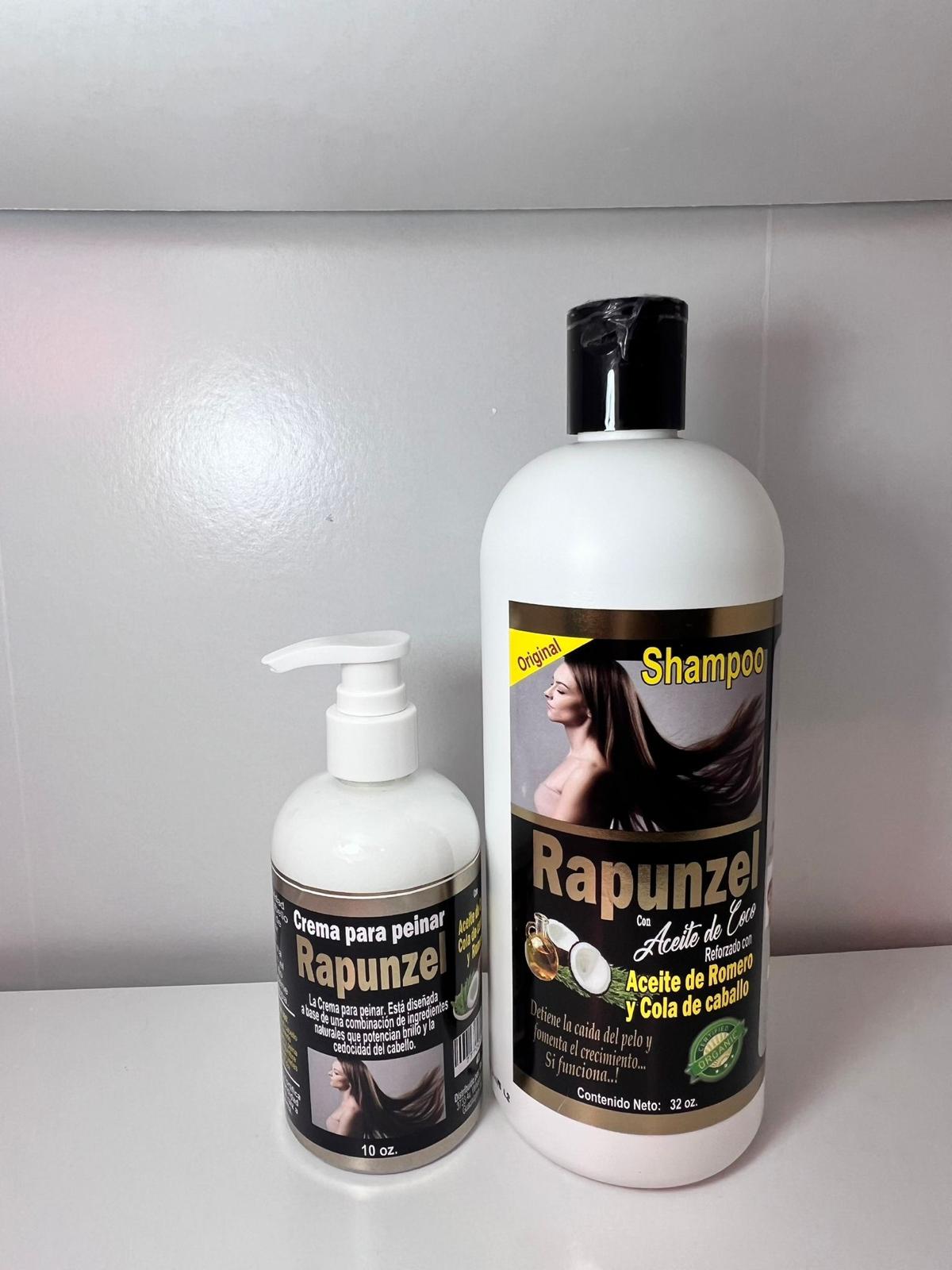 RAPUNZEL SHAMPOO AND STYLING CREAM WITH COCONUT, ROSEMARY AND HORSETAIL, SET OF 2 PRODUCTS, CHAMPU Y CREMA PARA PEINAR RAPUNZEL CON COCO, ROMERO Y COLA DE CABALLO, SET DE 2 PRODUCTOS