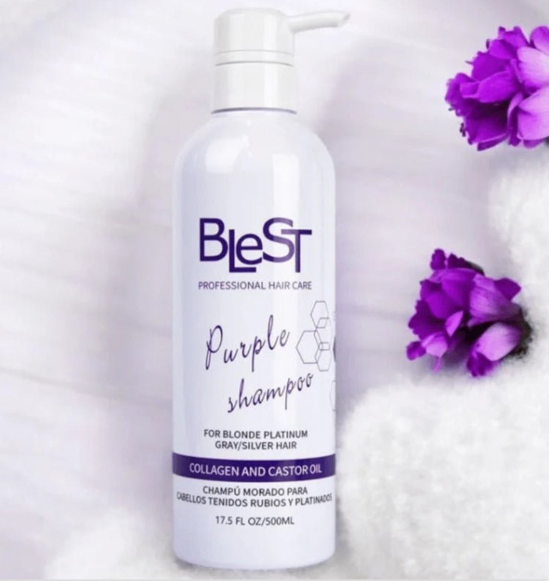 BLeST Purple Shampoo and Conditioner Set, Professional Hair Care with Collagen and Castor Oil, For Blonde Platinum Gray Silver Hair, 17.5 Fl Oz/500ml